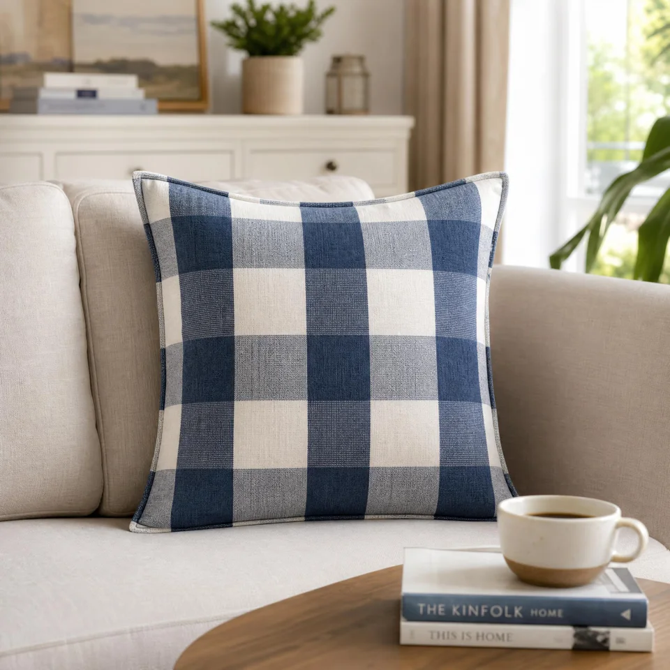 Olive check cushions — 26062703 — supplied view 4