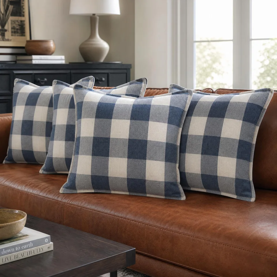 Olive check cushions — 26062703 — supplied view 5