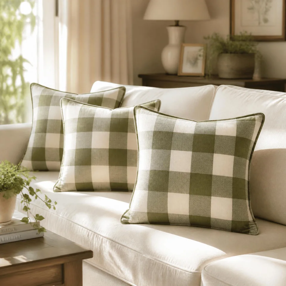 Cushion collection in a room setting