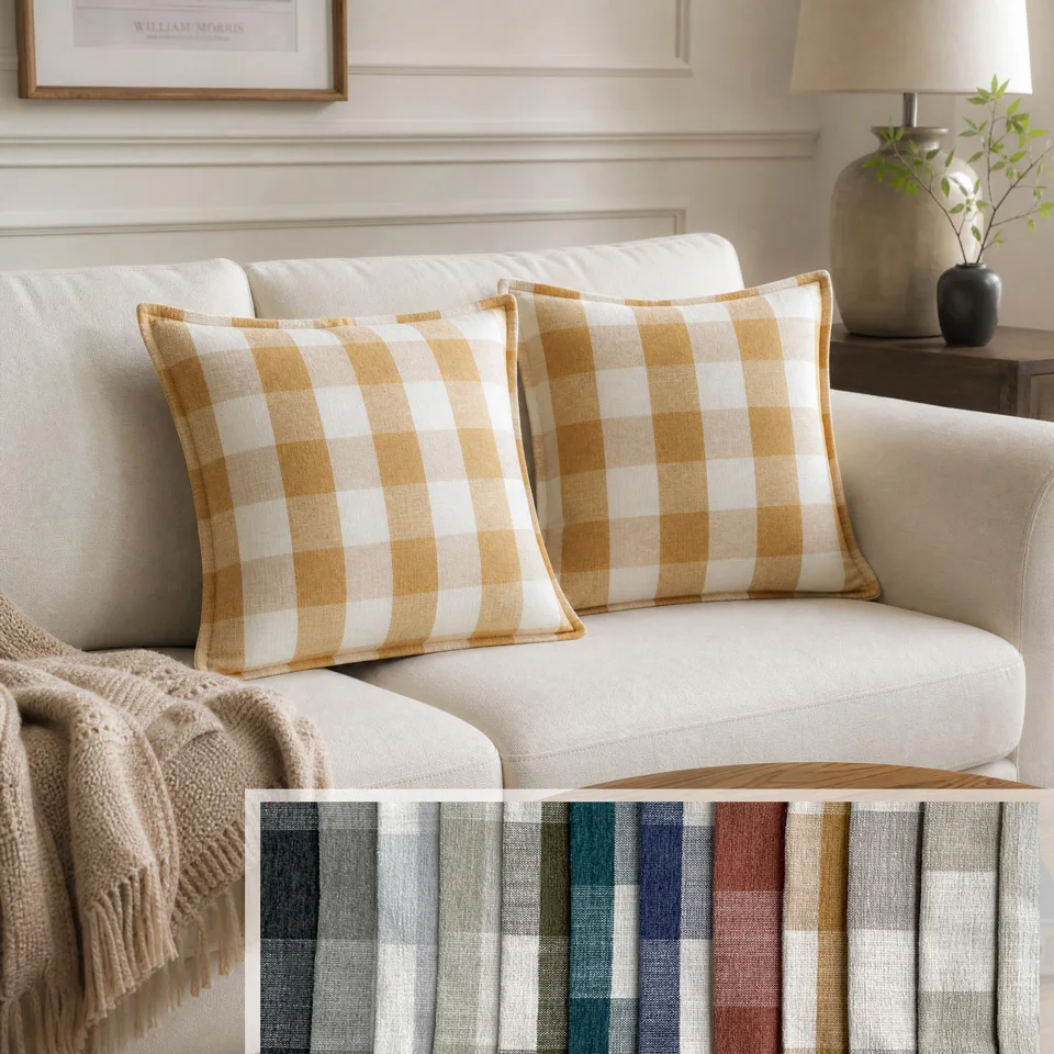 Olive check cushions — 26062703 — supplied view 2