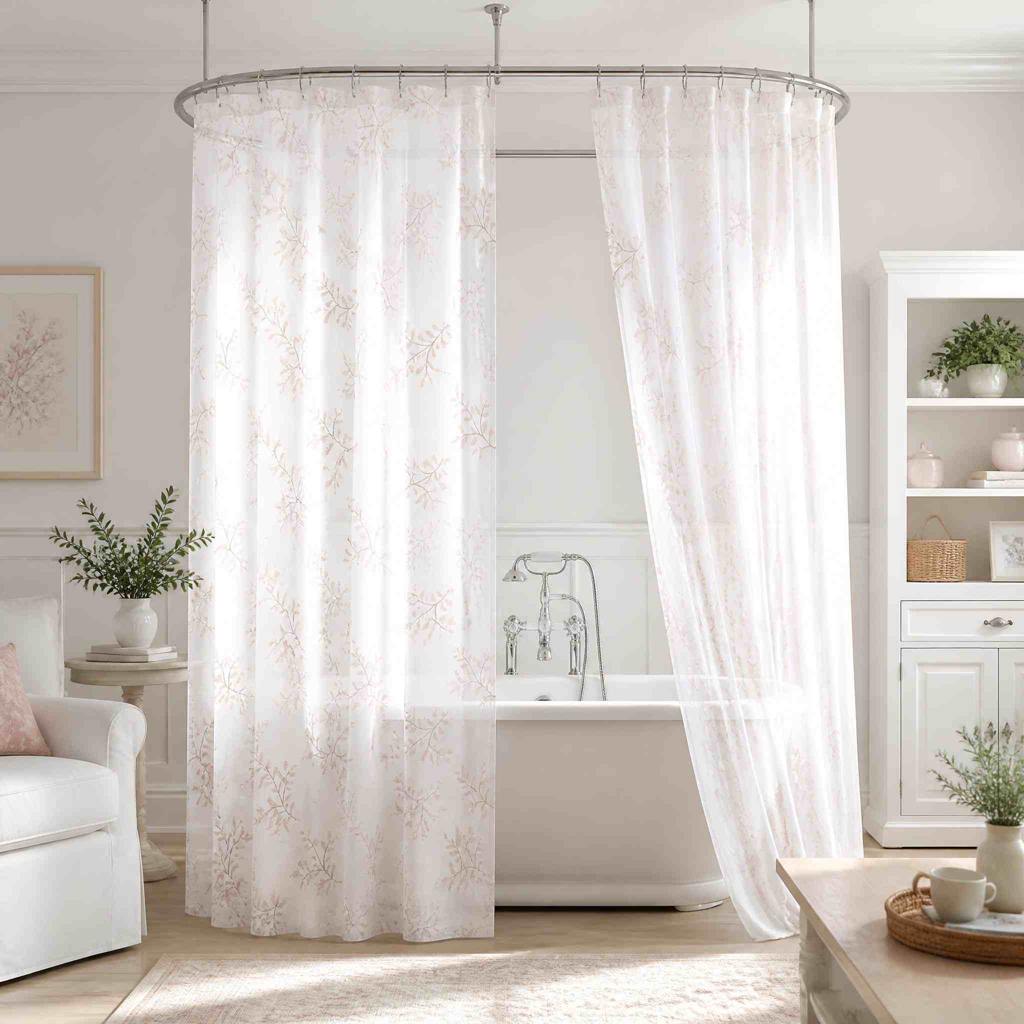 Botanical Printed Sheer Shower Curtain