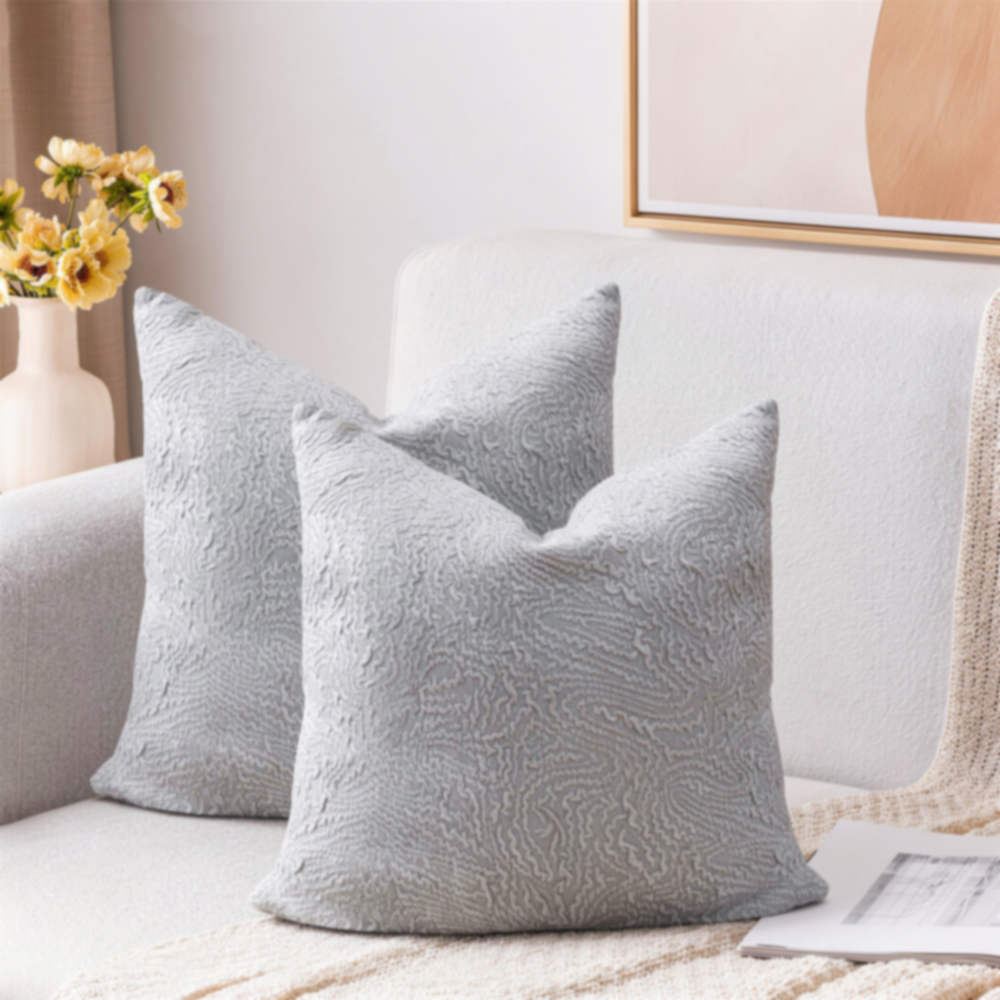 Embossed Velvet Cushion with Contemporary Tonal Texture