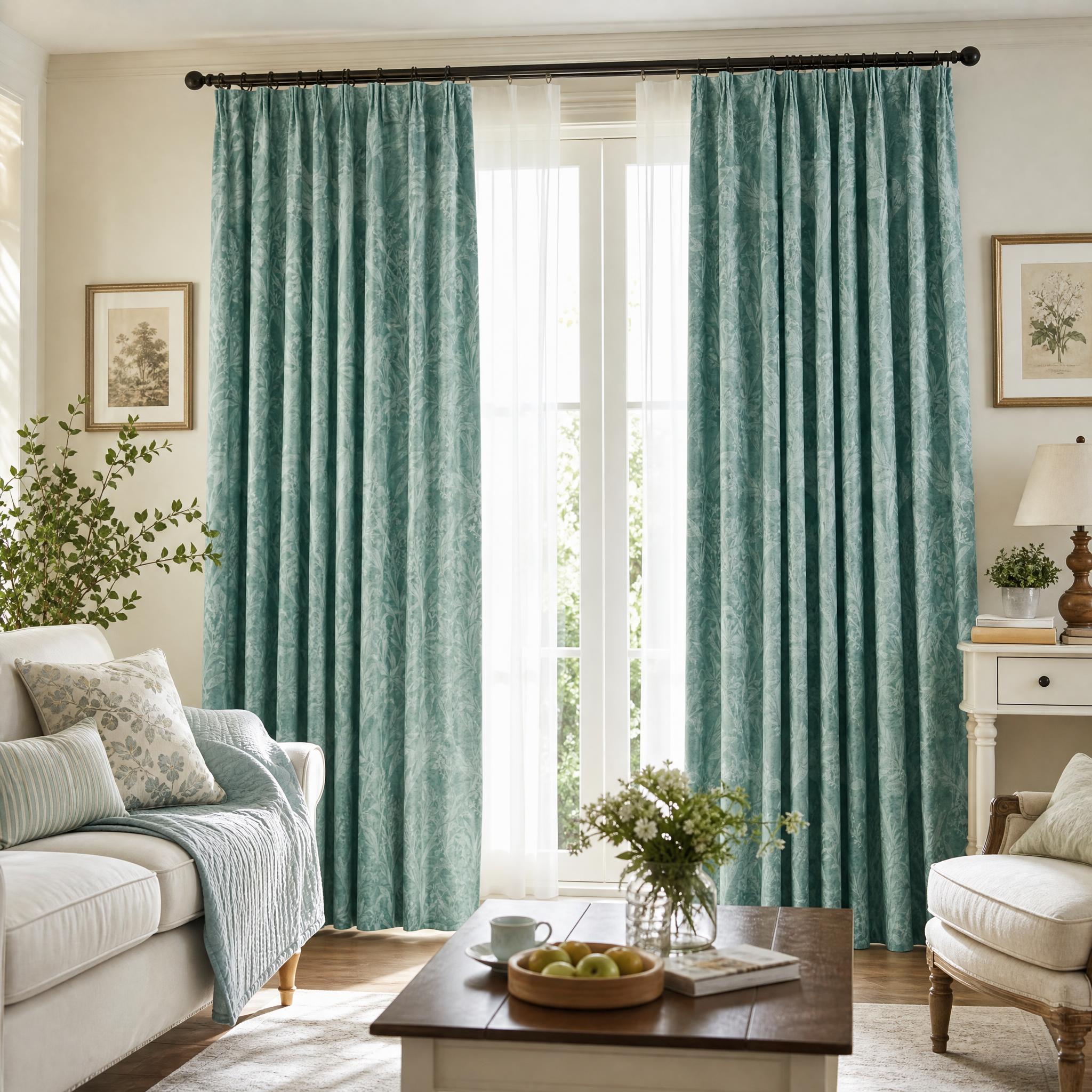 Botanical Rubber Printed Velvet Curtain