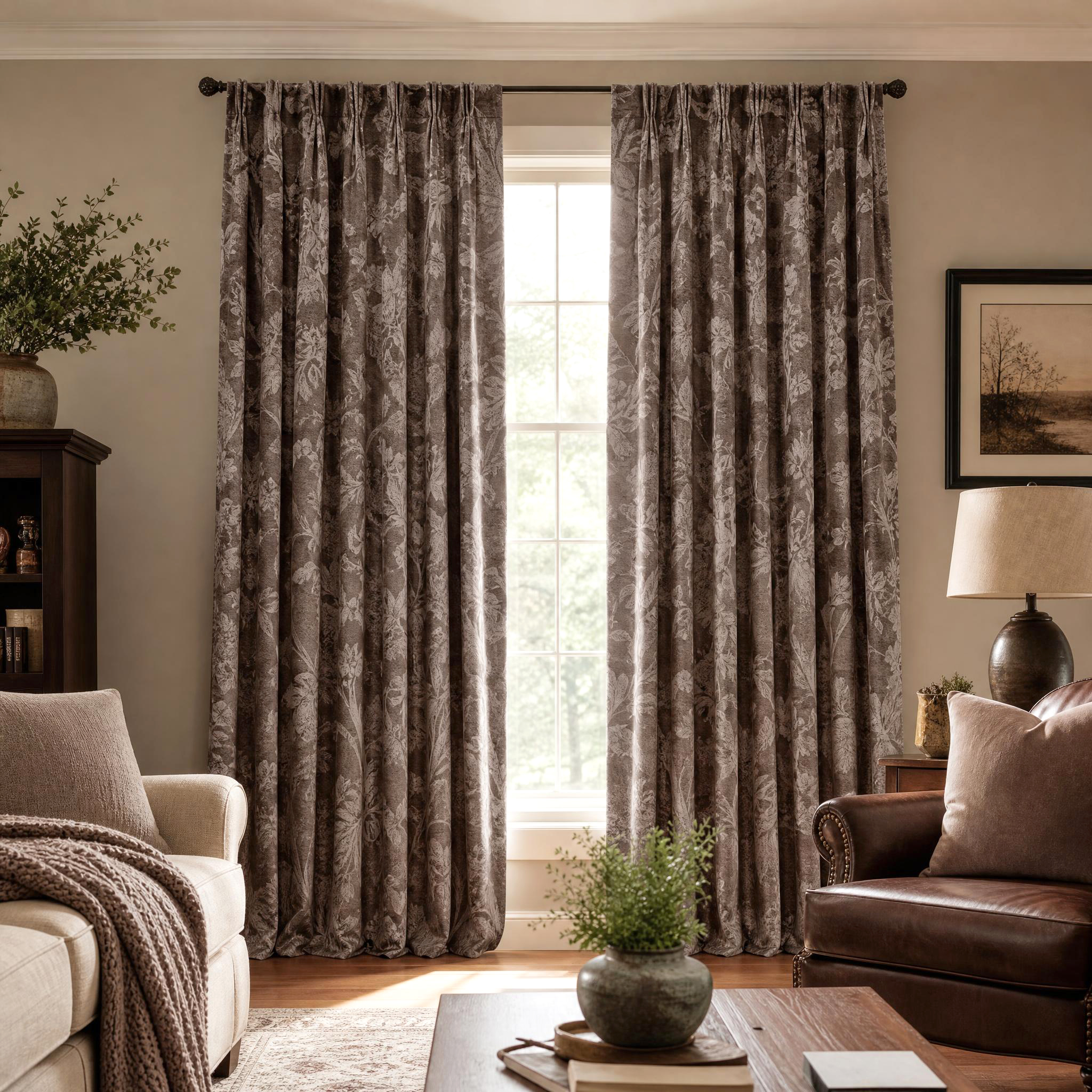Floral Rubber Printed Velvet Curtain