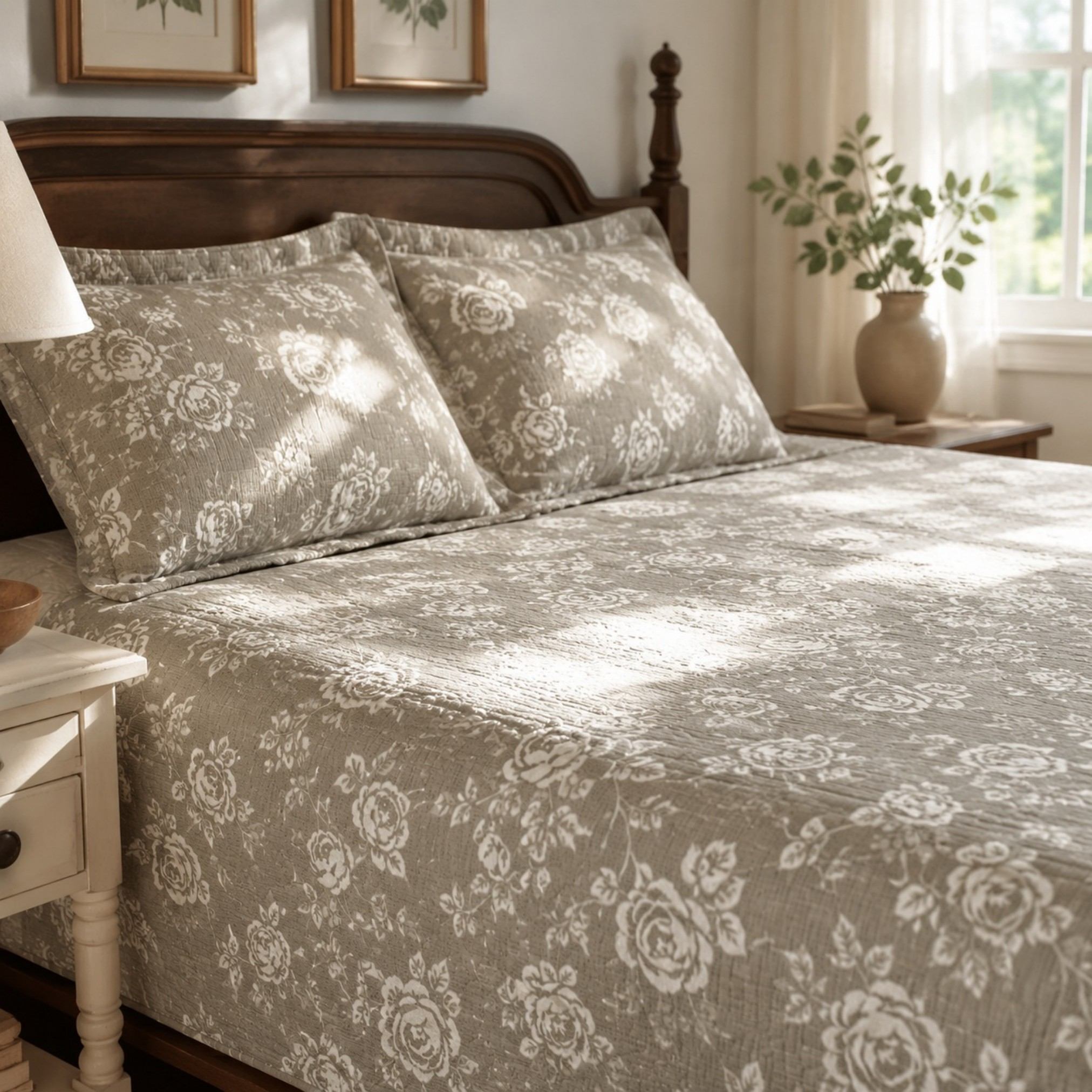  Botanical Floral Jacquard Textured 2-Piece Duvet Cover Set