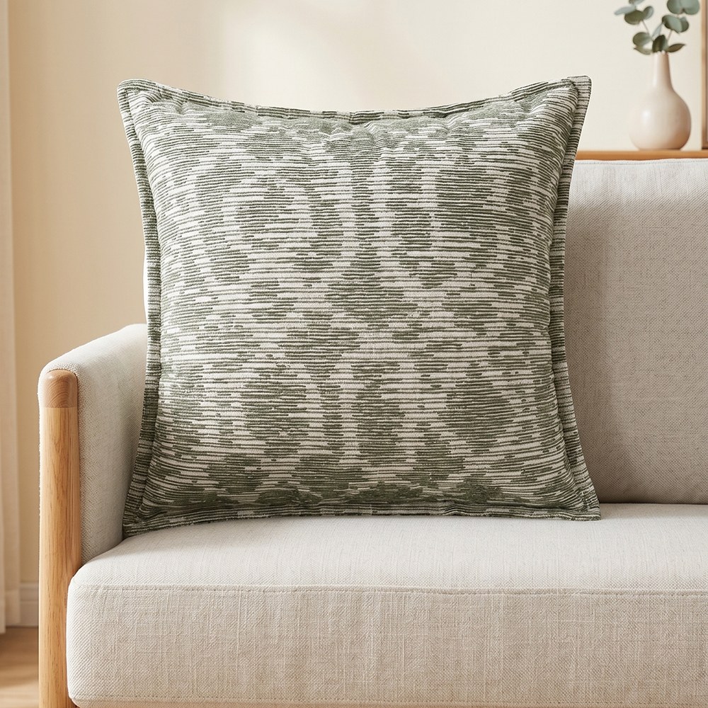 Luxury Chenille Decorative Cushion with Textured Abstract Jacquard Design
