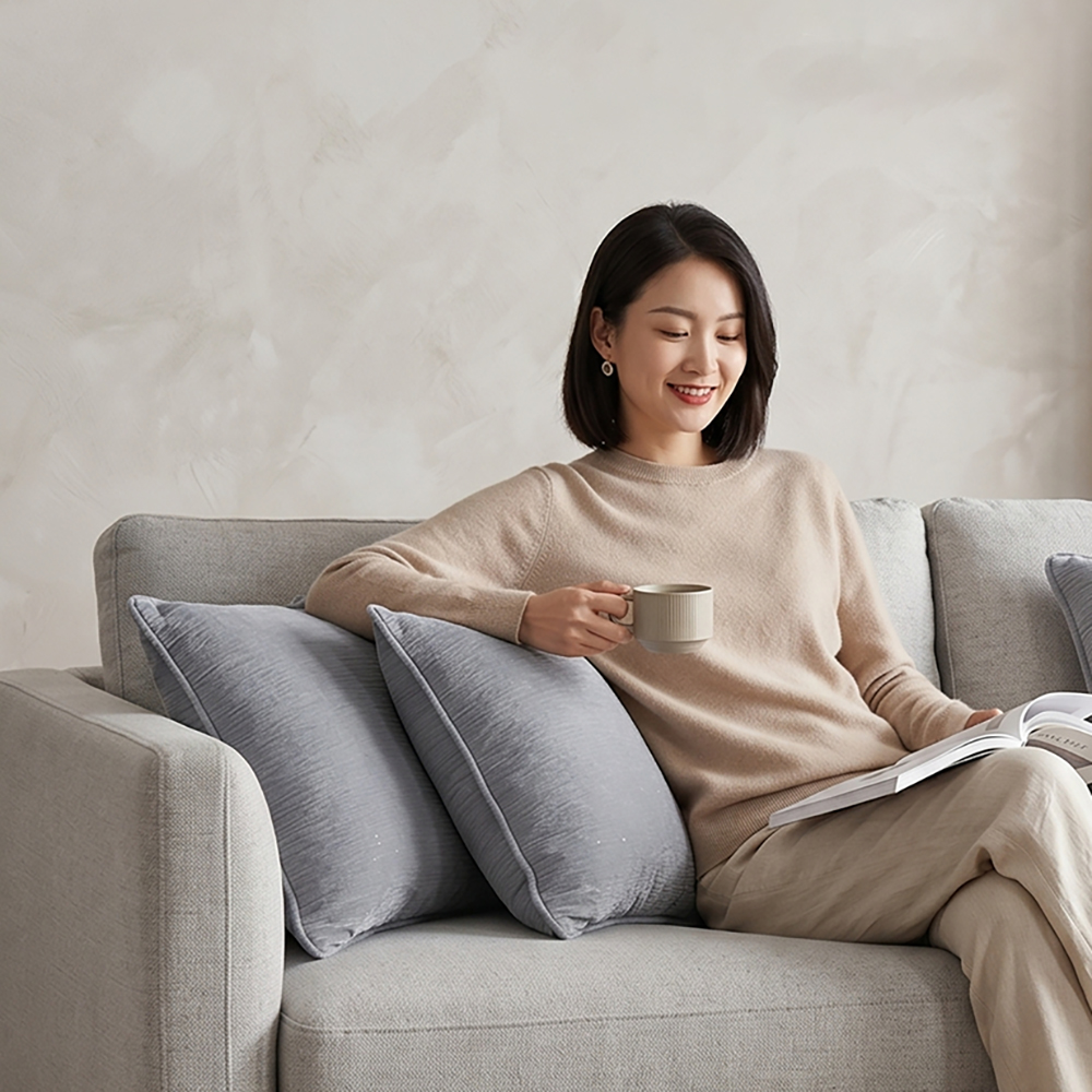Modern Textured Velvet Cushion with Silver Glitter Finish