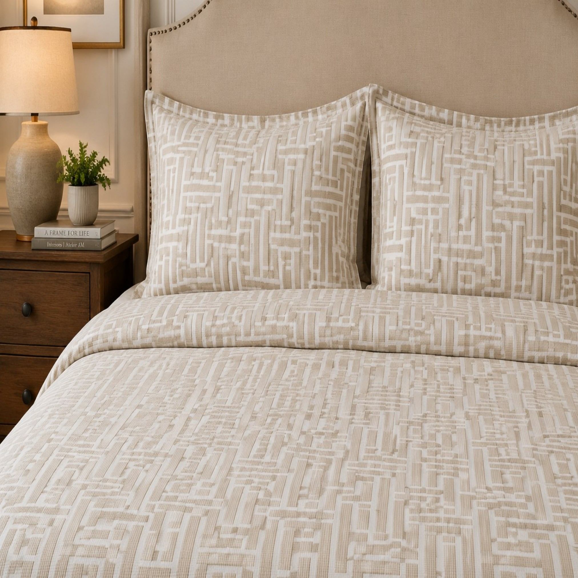 Geometric Crinkle Textured 2-Piece Duvet Cover Set
