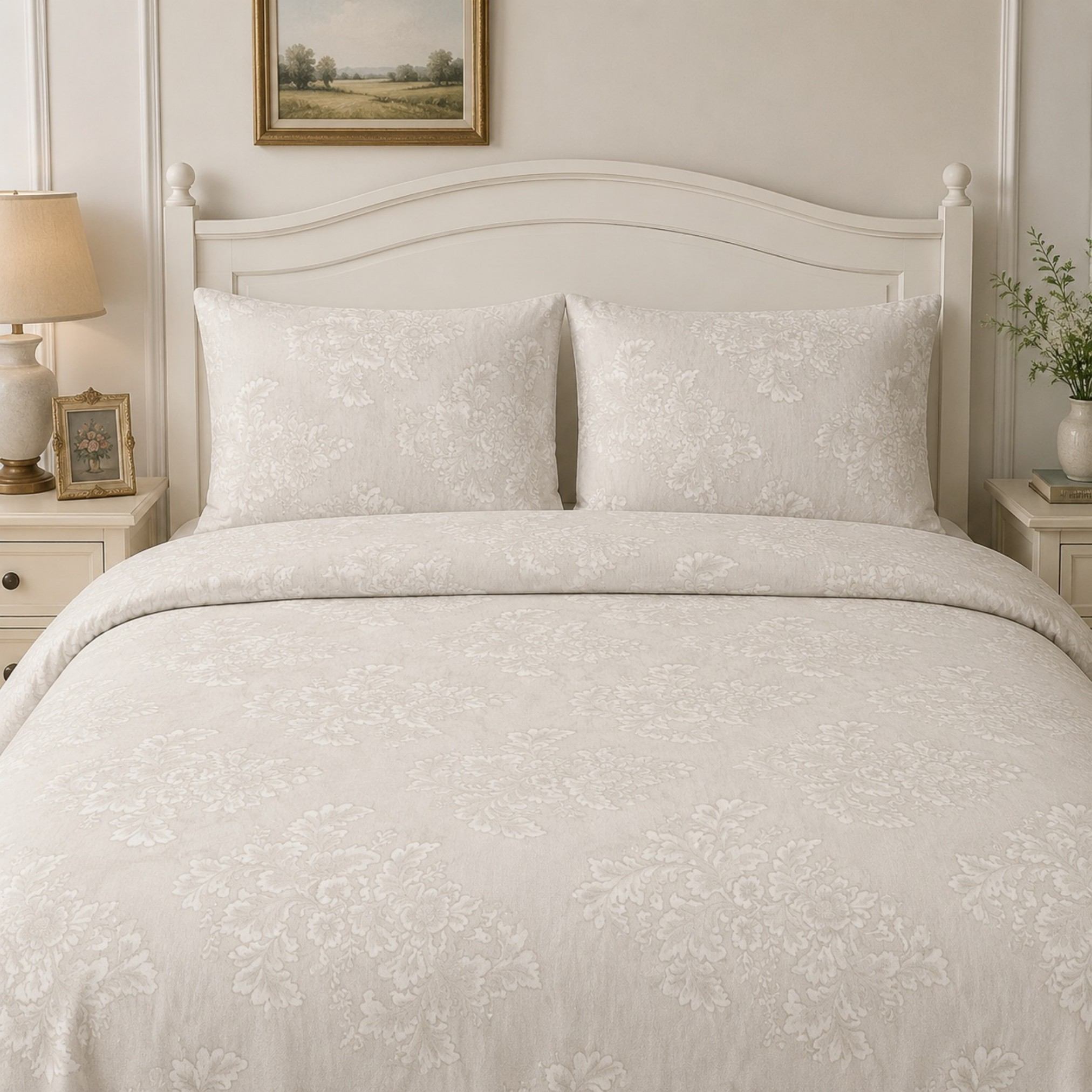 Premium Botanical Jacquard 2-Piece Duvet Cover Set