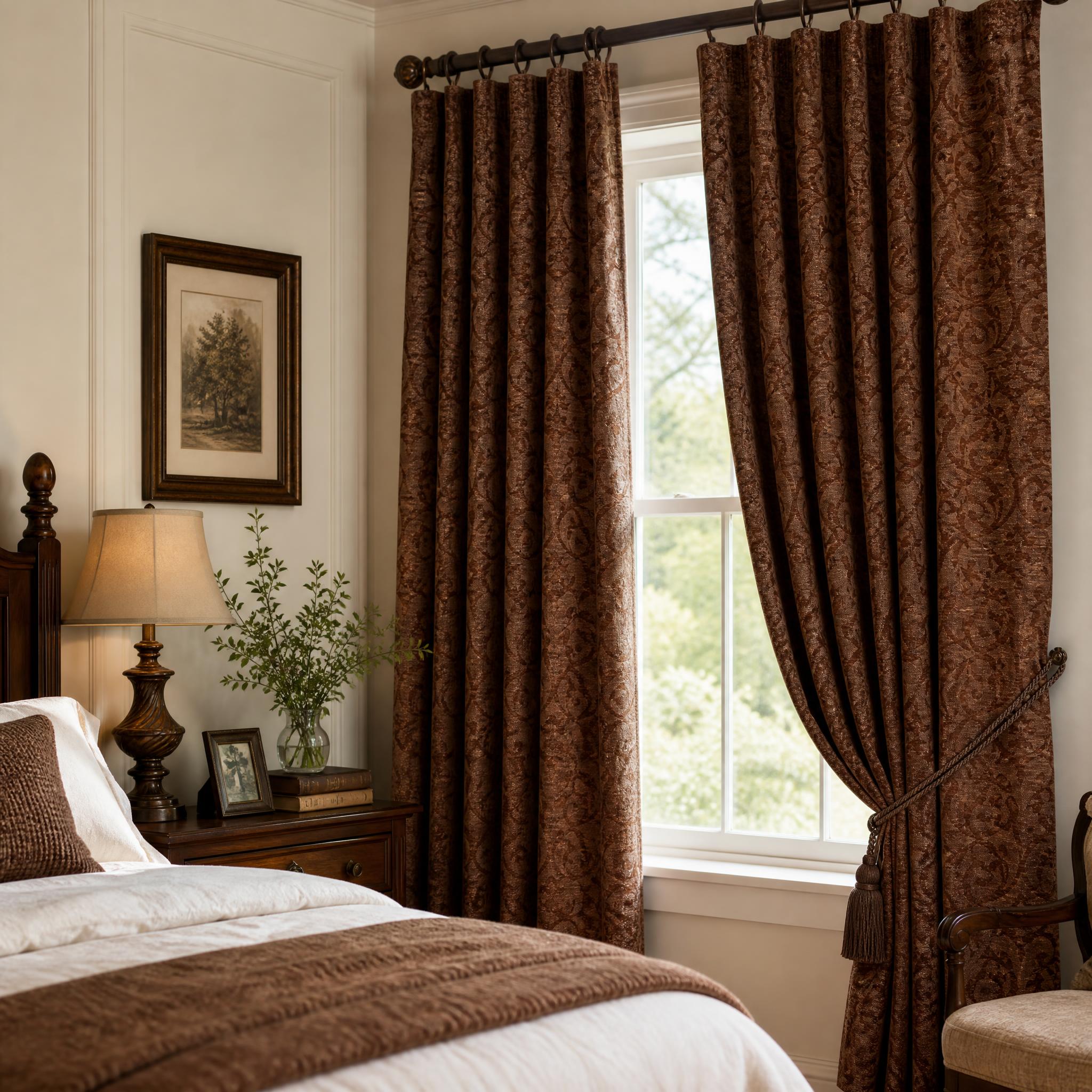 Textured Chenille Jacquard Curtain Panels