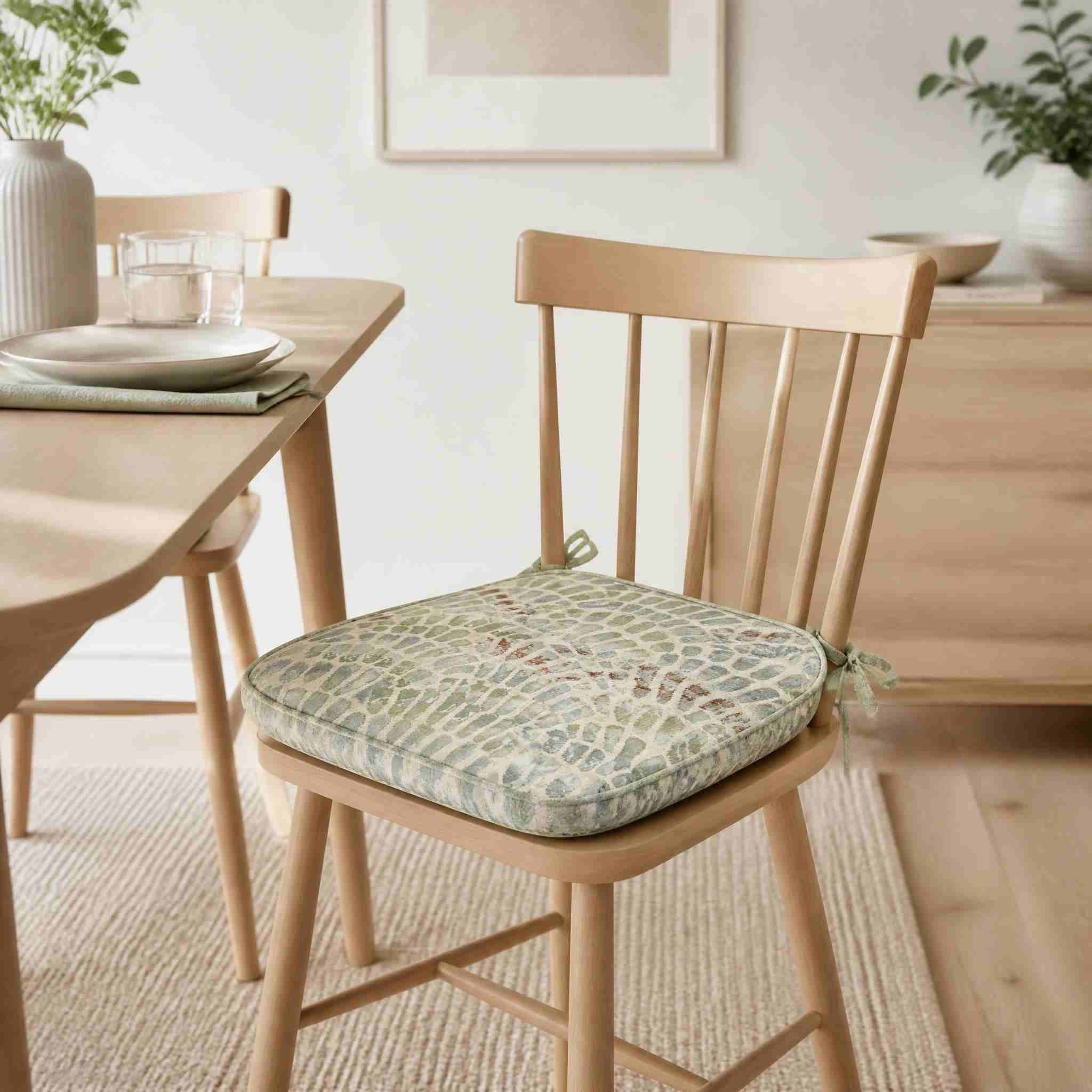 Modern Farmhouse Botanical Inspired Jacquard Linen Look Chair Cushion