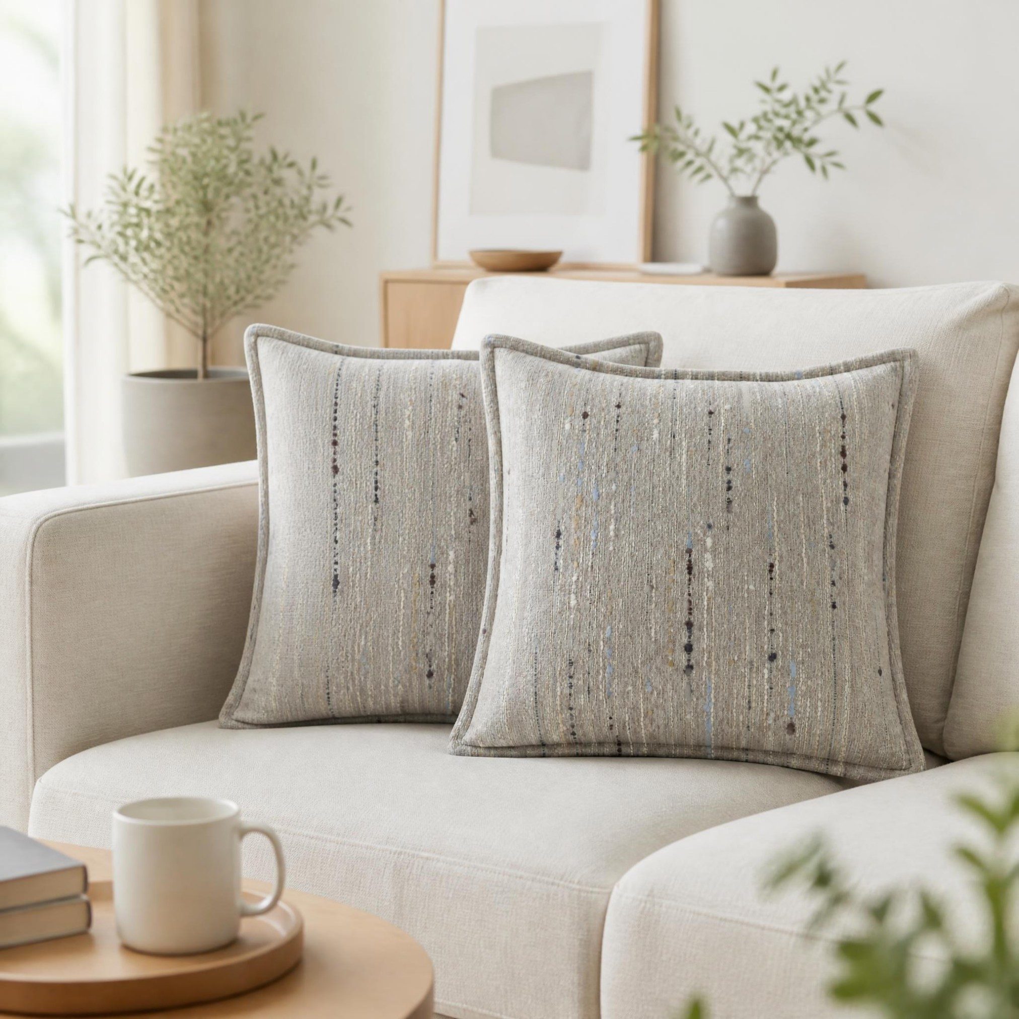  Textured Embroidery Vertical Stripe Pattern Cushion