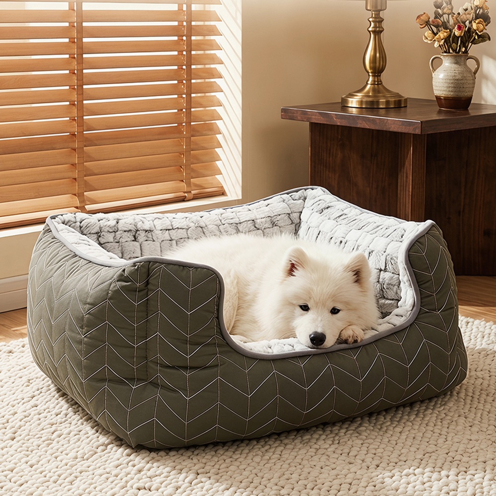 Quilted Pet Bed with Ultra Soft Plush Lining