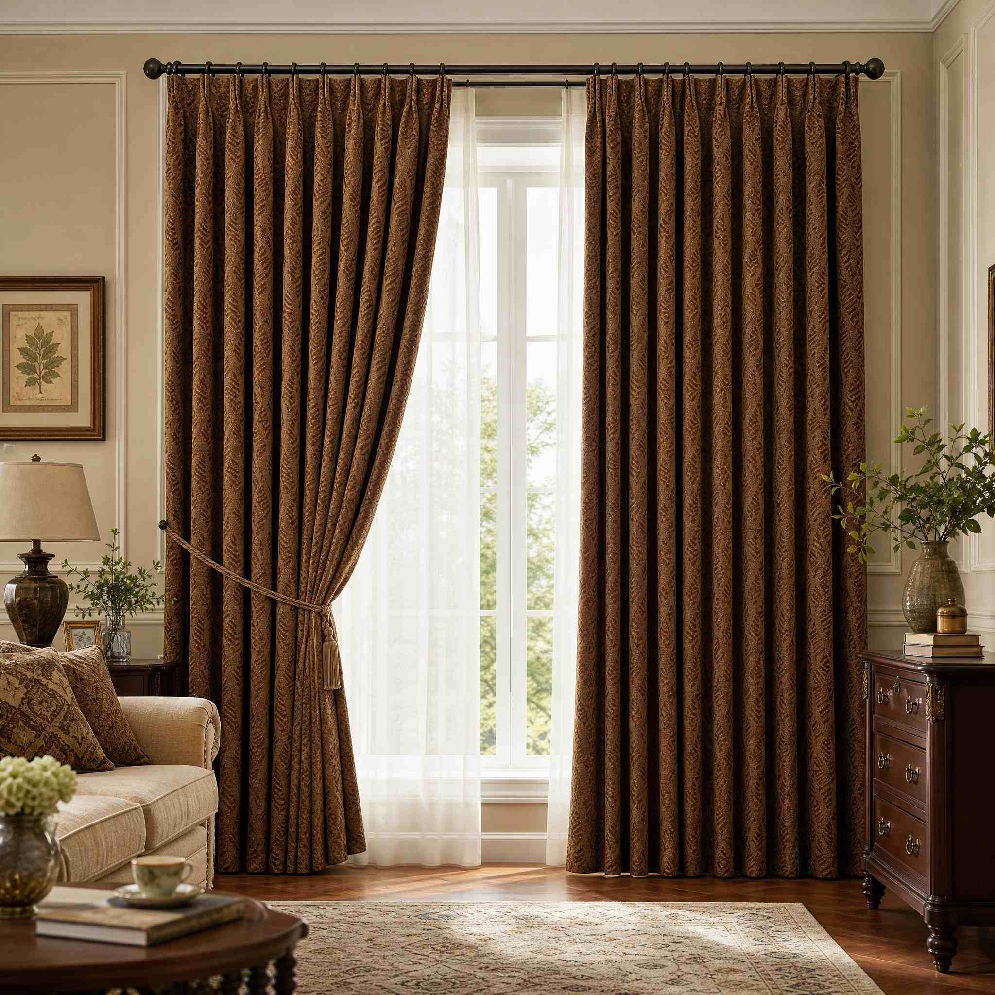 Geometric Jacquard Velvet Curtain