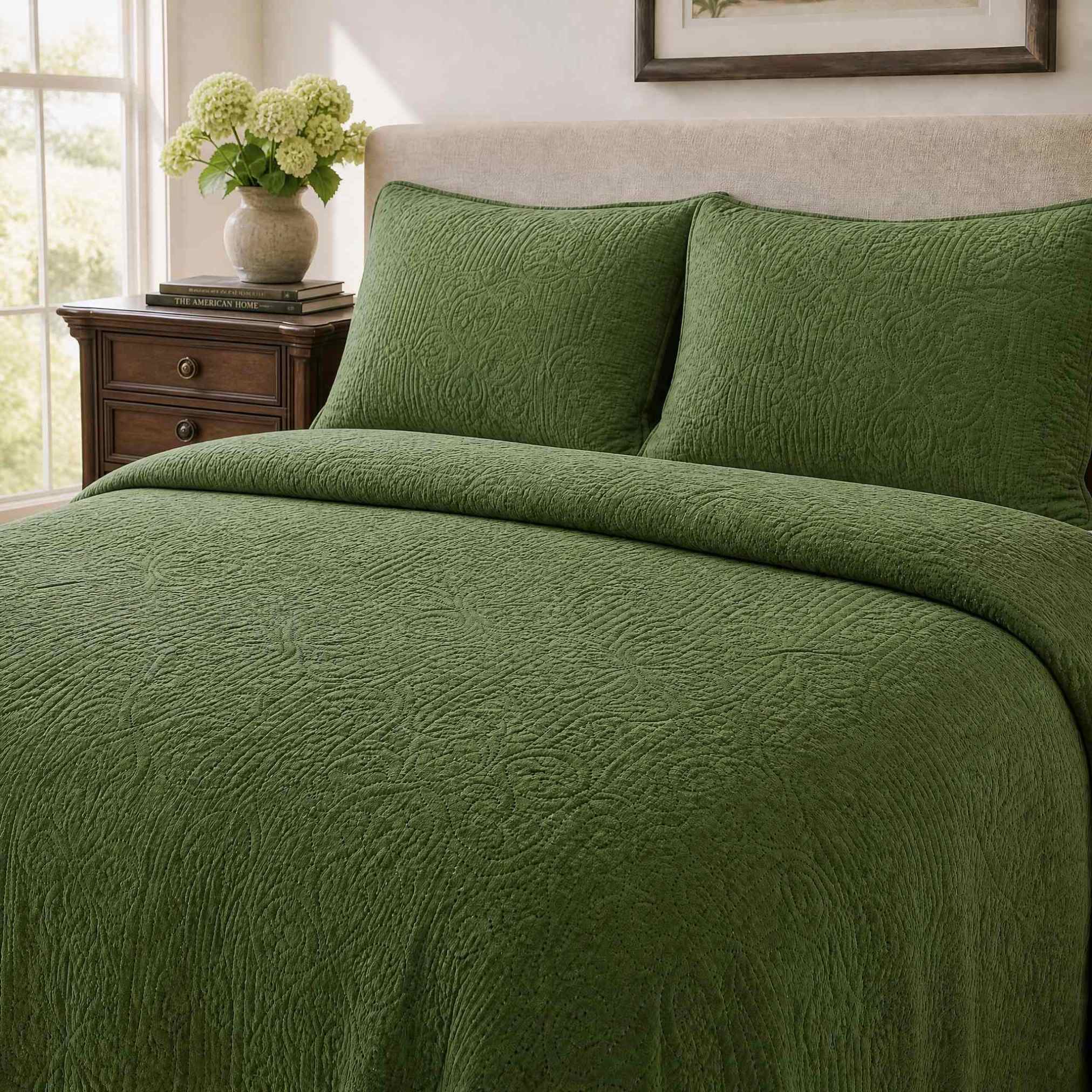 Botanical Scroll Pattern Air Layer Quilt Set