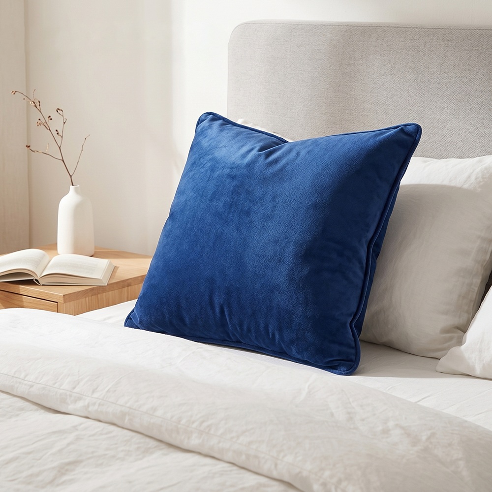 OEM Solid Velvet Decorative Cushion with Piped Edge
