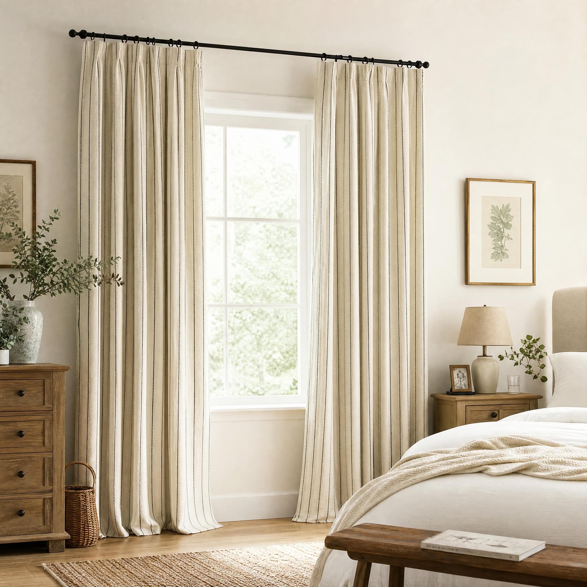  Textured Linen Look Jacquard Curtain